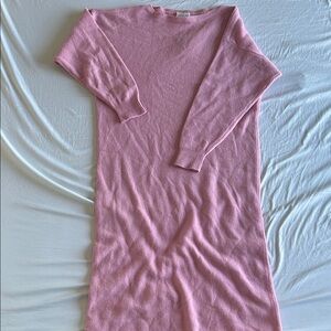 Vintage 100% Lambswool Sweater Dress | Soft Pink Minimalist Knit | Size 16